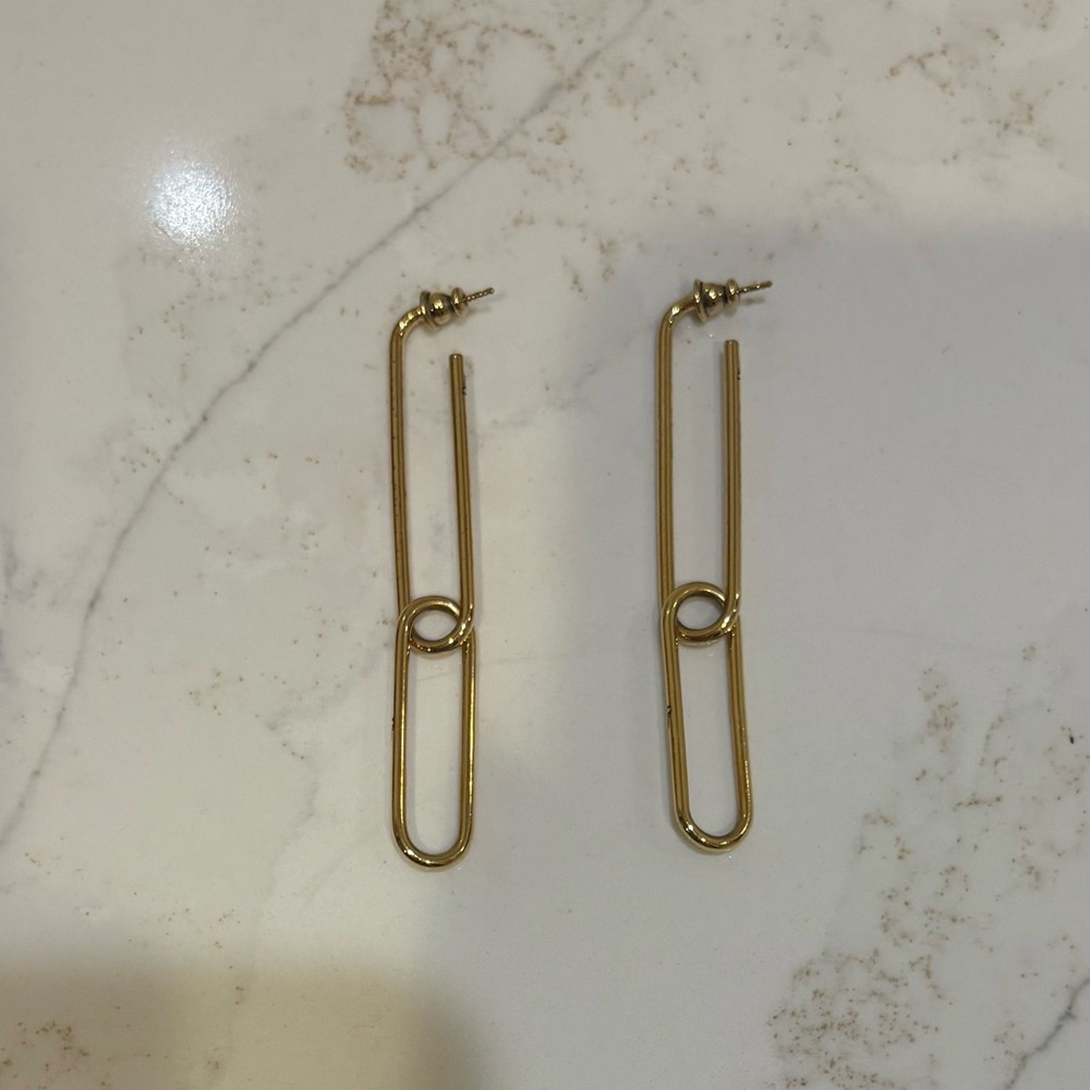 Dior Gold Paperclip Earrings